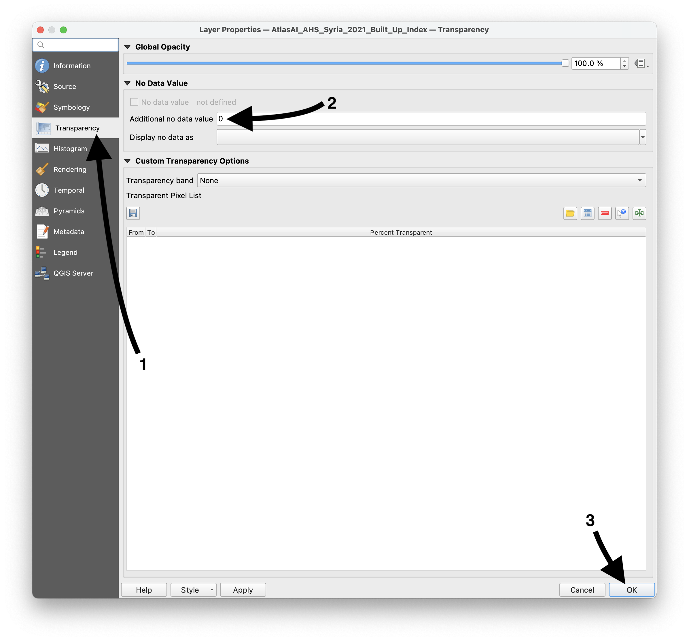 Figure 3. Setting transparency