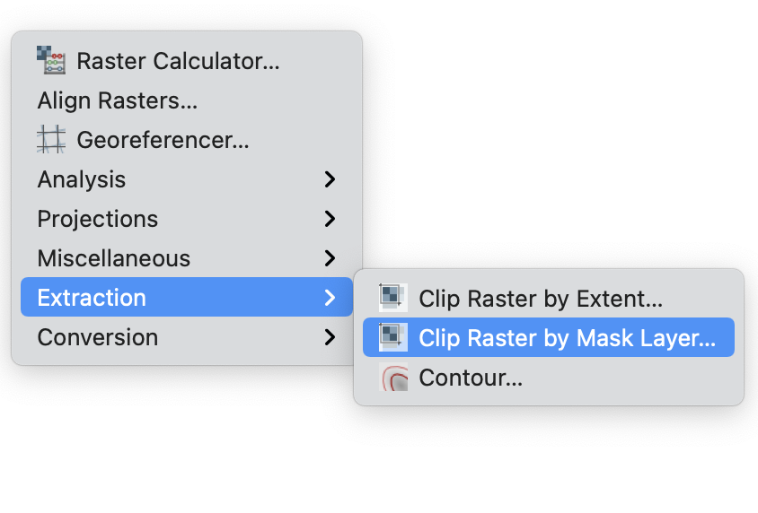 Figure 5. Raster menu