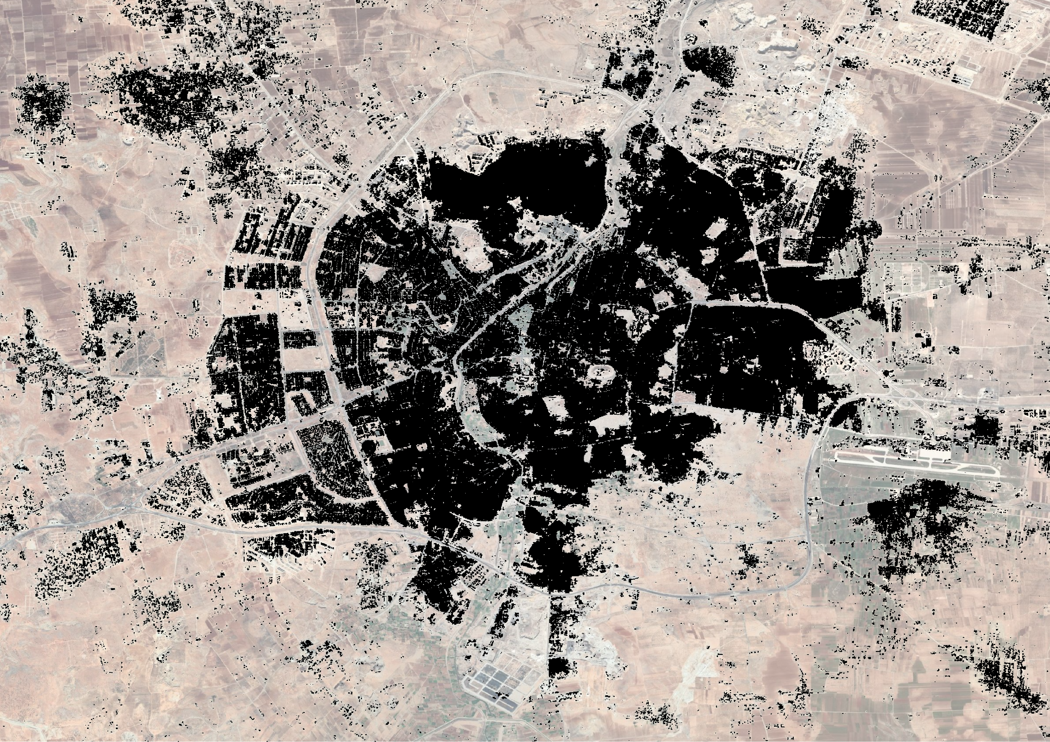 Figure 4. Syria Built Up Surface with Satellite Imagery