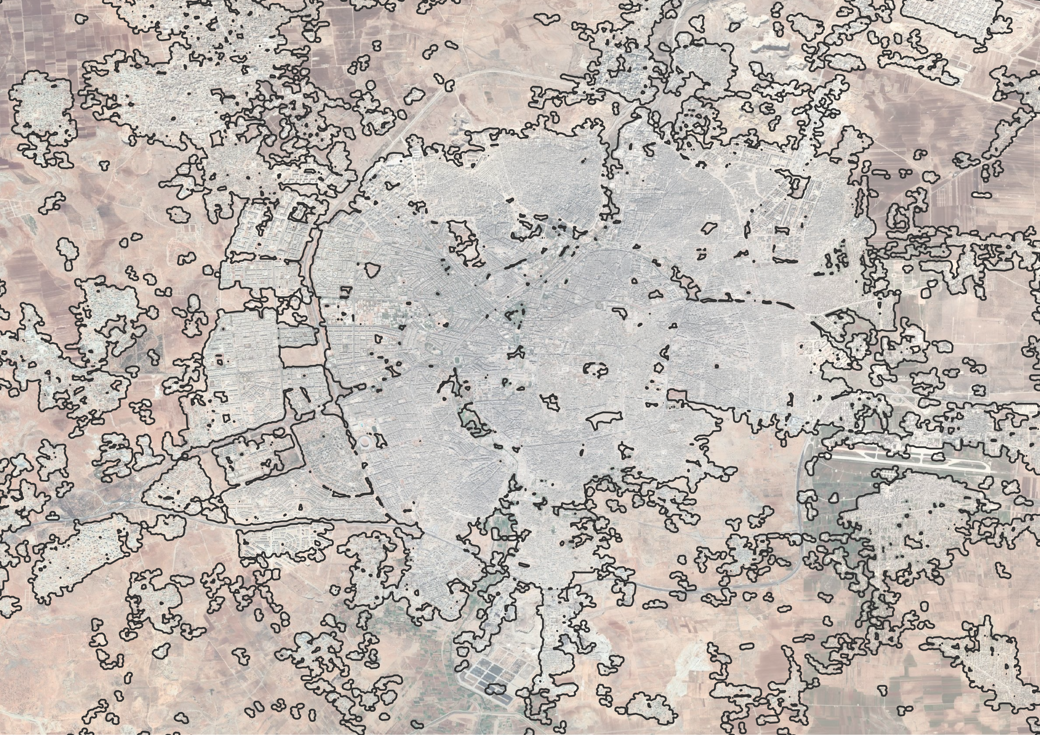 Figure 4. Syria Built Up Settlement Map with Satellite Imagery